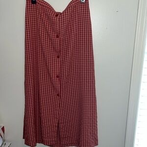 Vintage Red Checkered/Gingham Cottagecore Women's Button-Front Skirt